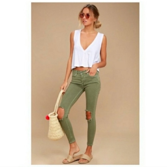 Free People Denim - Free People Moss High Rise Distressed Busted Knee Skinny Jeans Size 31